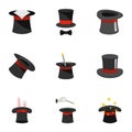 Sorcerer icons set, flat style Royalty Free Stock Photo