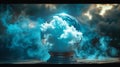 A sorcerers crystal ball, clouds forming inside to represent different data visualizations as foreseen futures , no grunge, splash Royalty Free Stock Photo