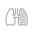 Sore human lung line icon. Respiratory illness, infected organ, pulmonary edema, pneumonia symbol