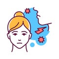 Sore throat color line icon. Flu symptom. Pain, inflammation or irritation of the throat. Pictogram for web page, mobile app,