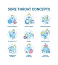 Sore throat concept icons set Royalty Free Stock Photo