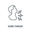 Sore Throat line icon. Outline element sign from body ache collection. Sore Throat icon sign for web design Royalty Free Stock Photo