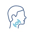Sore Throat Line Icon. Painful Sore Throat Linear Icon. Male head in Profile Pictogram. Symptom of angina, flu or cold
