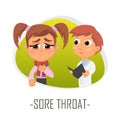 Sore throat medical concept. Vector illustration.