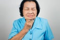 Sore throat old woman Royalty Free Stock Photo