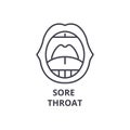 Sore throat thin line icon, sign, symbol, illustation, linear concept, vector