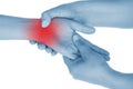 Sore wrist, hand, shown red, keep handed