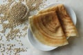 Sorghum Pancakes. Crispy pancakes made of whole grain Sorghum and lintels. Popularly known as Jowar dosa Royalty Free Stock Photo