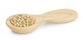 Sorghum seeds in wooden spoon isolated on white background with full depth of field. Royalty Free Stock Photo