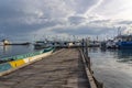 View to the fisher boats at the jetty in Sorong where ships going to other islands at Raja Ampat