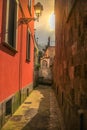Sorrento alley with Virgin Mary altar at sunset, Gulf of Naples, Southern Italy Royalty Free Stock Photo