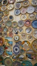 Sorrento, Italy - May 23, 2023: Traditional ceramic plates in souvenir shop in Sorrento at Italy