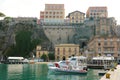 SORRENTO, ITALY - SEPTEMBER 18, 2019: beautiful view of Sorrento port, Naples, Italy Royalty Free Stock Photo