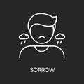 Sorrow chalk white icon on black background Royalty Free Stock Photo