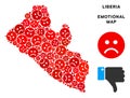 Vector Pitiful Liberia Map Mosaic of Sad Emojis