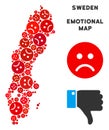 Vector Pitiful Sweden Map Mosaic of Sad Emojis