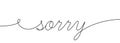 Sorry background with single line. Handwriting forgiveness word. Apology calligraphy. Continuous line drawing. Vector Royalty Free Stock Photo