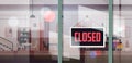 Sorry we are closed sign hanging outside business office store shop or restaurant Royalty Free Stock Photo