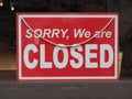 sorry closed sign in shop window Royalty Free Stock Photo