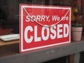 sorry closed sign in shop window Royalty Free Stock Photo