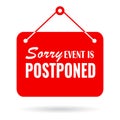 Sorry event postopned vector sign