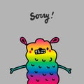 Sorry hand drawn vector illustration in cartoon style with cute lama alpaca Royalty Free Stock Photo