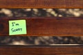 Sorry Message on Green Sticky Note Royalty Free Stock Photo