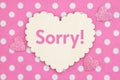 Sorry message on wood heart Royalty Free Stock Photo