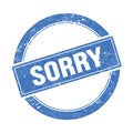 SORRY text on blue grungy round stamp