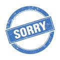 SORRY text on blue grungy round stamp Royalty Free Stock Photo