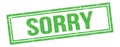 SORRY text on green grungy vintage stamp