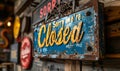 Sorry were closed sign hanging on a dark wooden background indicating business hours, closure, and retail shop customer Royalty Free Stock Photo