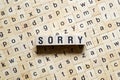 Sorry word concept on cubes