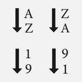 Sort by alphabetic and numeric vector icon symbol