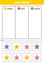 Sort cute starfish by colors. Learning colors for children