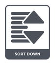 sort down icon in trendy design style. sort down icon isolated on white background. sort down vector icon simple and modern flat