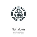 Sort down outline vector icon. Thin line black sort down icon, flat vector simple element illustration from editable web