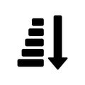 Black solid icon for Sort, filter and arrow Royalty Free Stock Photo