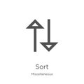 sort icon vector from miscellaneous collection. Thin line sort outline icon vector illustration. Outline, thin line sort icon for