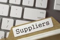 Sort Index Card with Suppliers. 3D. Royalty Free Stock Photo