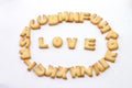 Sort the letters into words Love. Royalty Free Stock Photo