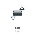 Sort outline vector icon. Thin line black sort icon, flat vector simple element illustration from editable arrows concept isolated