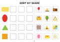 Sort by shape. Educational game for learning basic shapes.