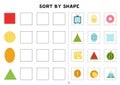 Sort by shape. Educational game for learning basic shapes.