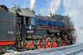 Soviet mainline freight steam locomotive LV-0522 close-up