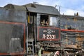 Cabin booth of the locomotive crew of the old Soviet steam locomotive Royalty Free Stock Photo