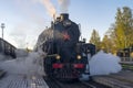 Old Soviet steam locomotive L-5164 with the Ruskeala Express train