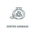 Sorted garbage vector line icon, linear concept, outline sign, symbol Royalty Free Stock Photo