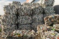 Sorted plastic waste is packed for recycling at a large landfill near Kyiv, Ukraine. May 2016