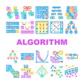 sorting algorithm data filter icons set vector